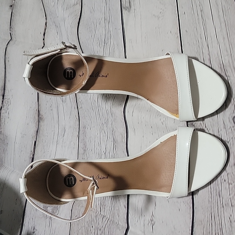 White open toe heels